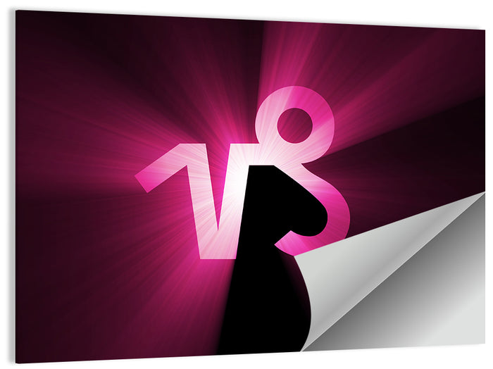 Glowing Capricorn Symbol Wall Art as a poster print