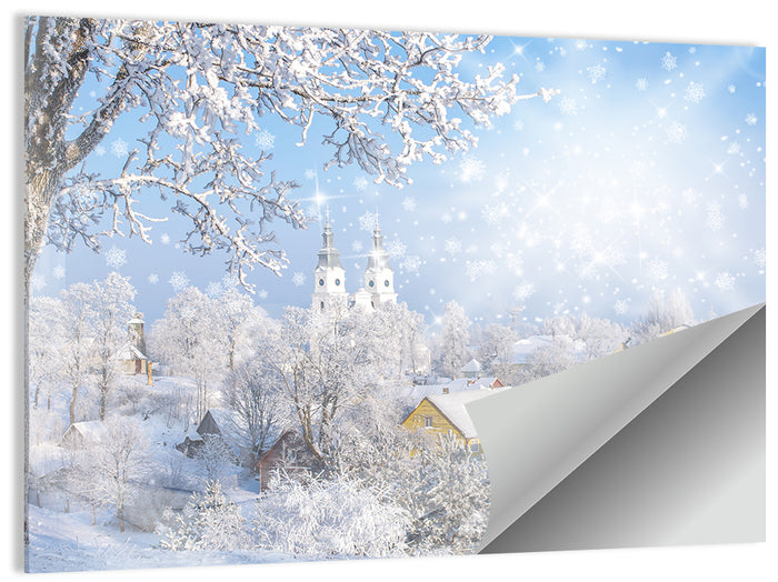 Frosted Village Wall Art as a poster print
