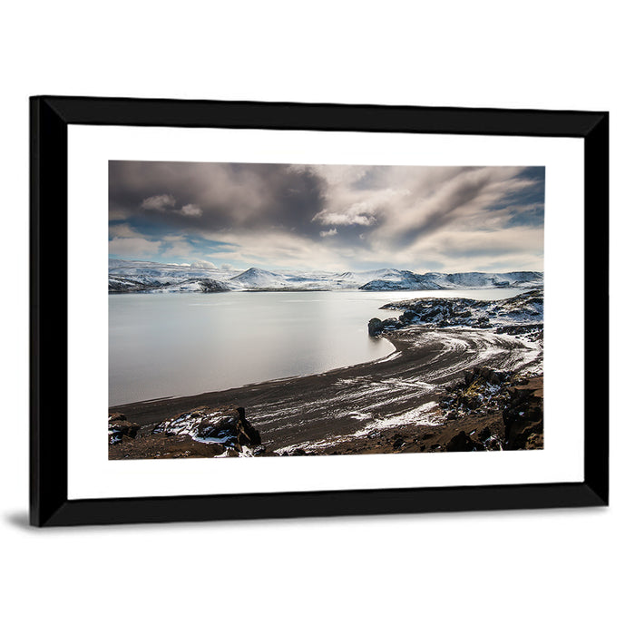 Kleifarvatn Black Sand Shore Wall Art as a framed print