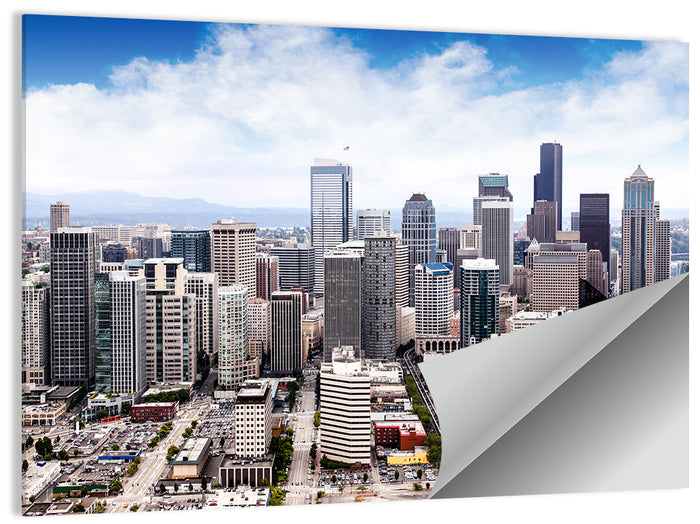 Aerial Seattle Skyline Cityscape Wall Art as a poster print