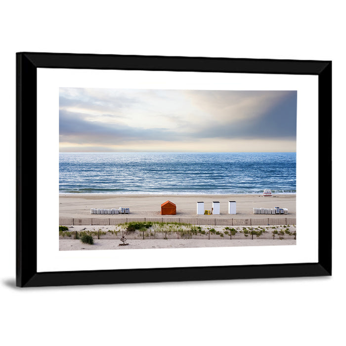 Cape May Beach Huts Wall Art as a framed print