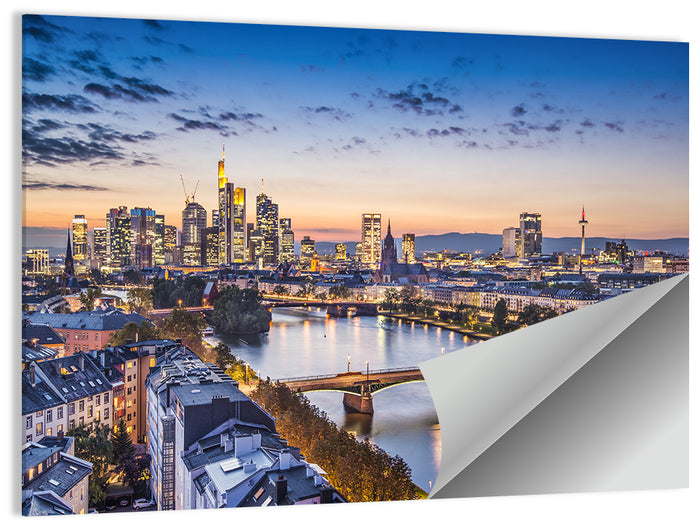Frankfurt Twilight Skyline Wall Art as a poster print