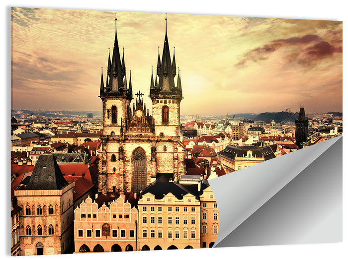 Prague Old Town Skyline at Golden Hour Wall Art as a poster print