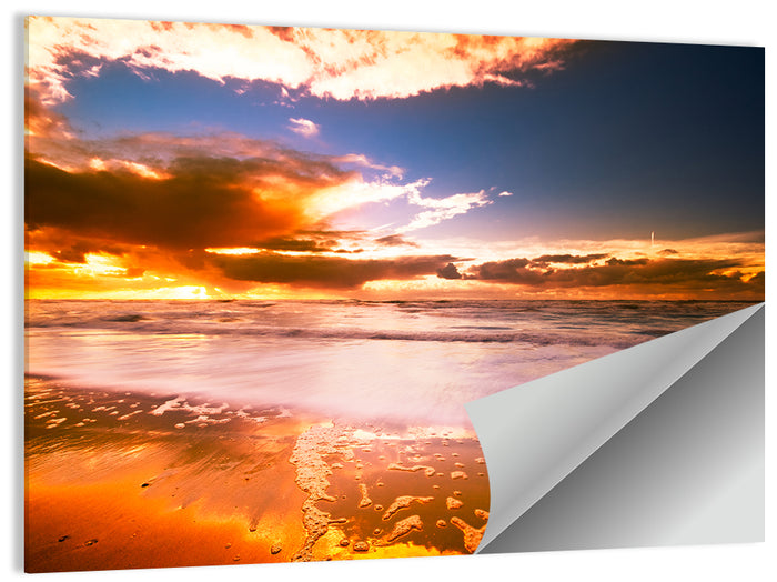 Golden Hour Beach Sunset Wall Art as a poster print