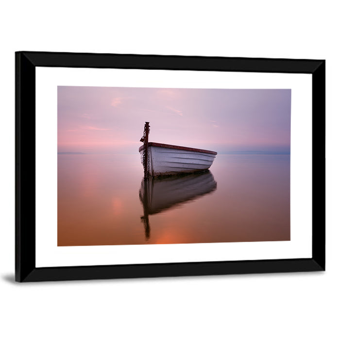 Pastel Boat Reflection Wall Art as a framed print