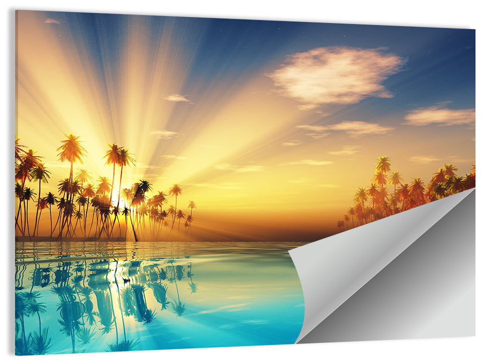 Palms Island Sunset Wall Art