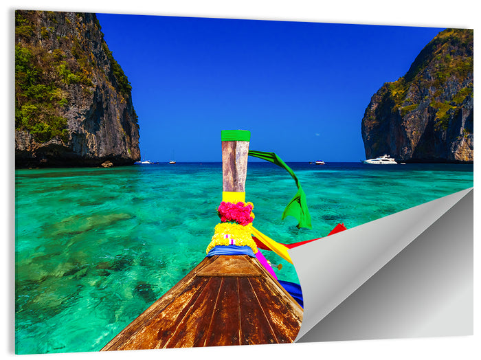 Maya Bay Long-tail Boat Wall Art as a poster print