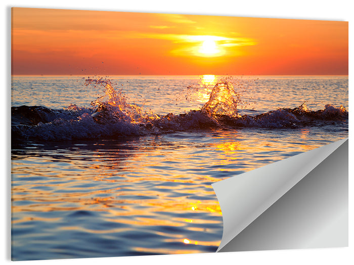 Lake Michigan Sunset Waves Wall Art as a poster print