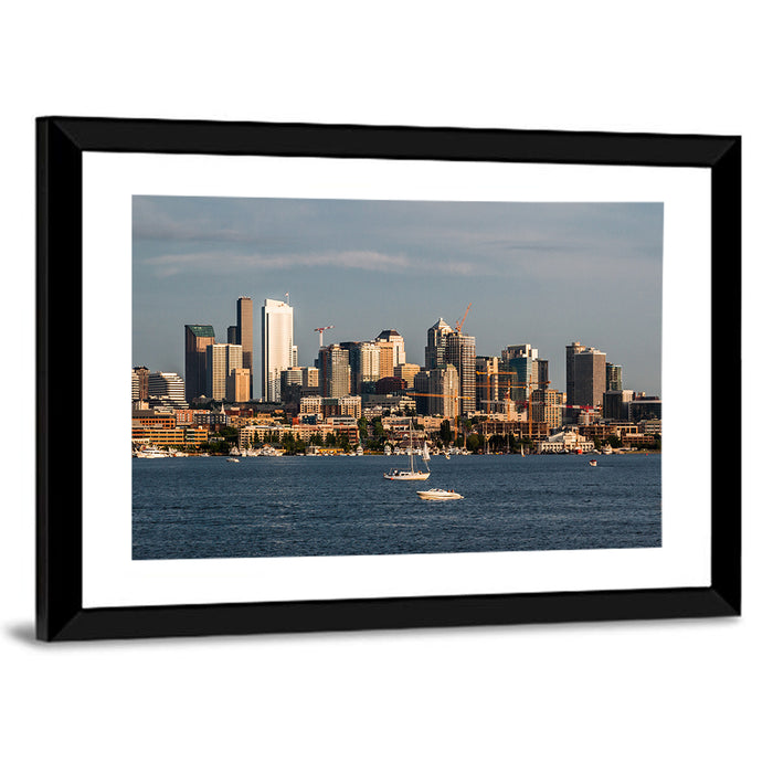 Seattle Skyline at Golden Hour Wall Art as a framed print