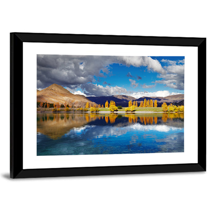 Lake Tekapo Autumn Reflection Wall Art as a framed print