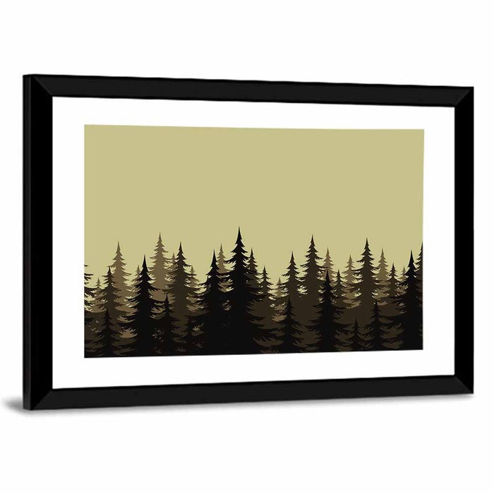 Fir Tree Silhouettes Wall Art as a framed print
