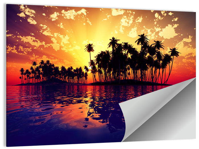 Coconut Island Sunset Wall Art as a poster print