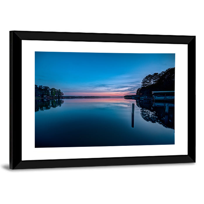 Lake Gaston Twilight Reflection Wall Art as a framed print