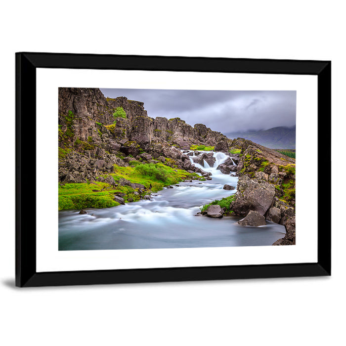 Öxarárfoss Stream, Þingvellir Wall Art as a framed print