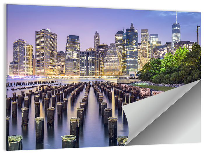 Manhattan Skyline at Twilight Wall Art as a poster print