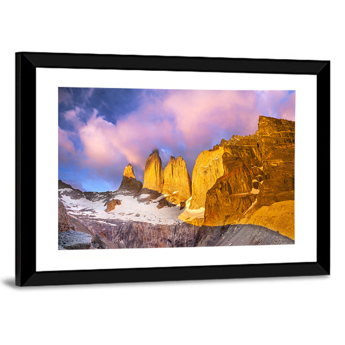 Torres Del Paine Alpenglow Wall Art as a framed print