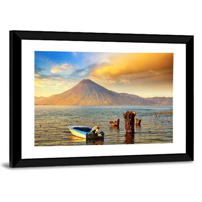 Lake Atitlan Sunset Wall Art as a framed print
