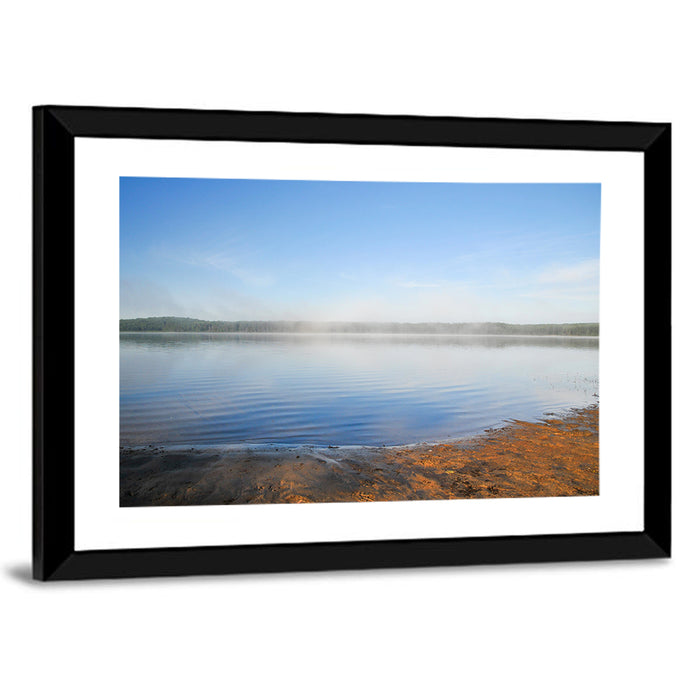 Morning Fog Over Abitibi Lake Wall Art as a framed print