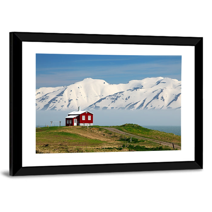 Red House by Fjord Wall Art as a framed print