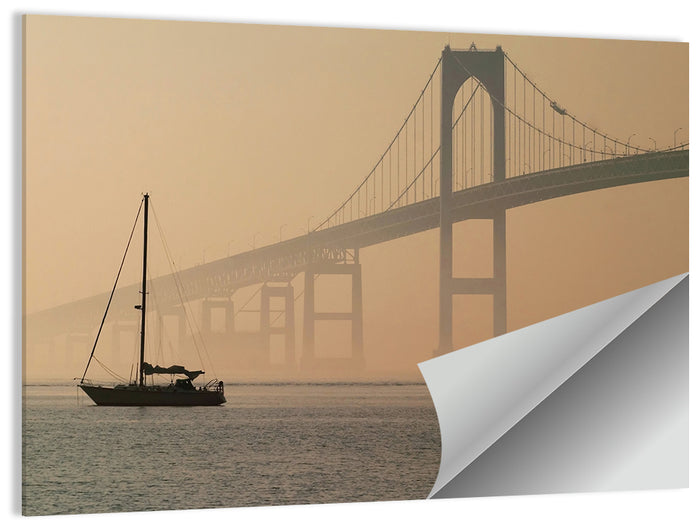 Newport Bridge in Golden Haze Wall Art as a poster print