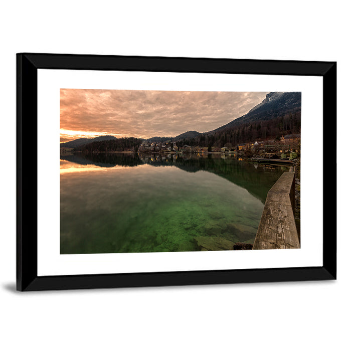 Fuschlsee Pier at Sunset Wall Art as a framed print