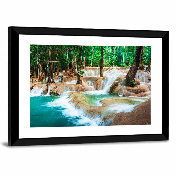 Kuang Si Waterfall Wall Art as a framed print