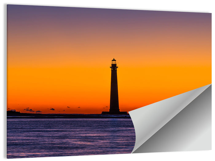 Minimalist Lighthouse Silhouette at Twilight Wall Art as a poster print