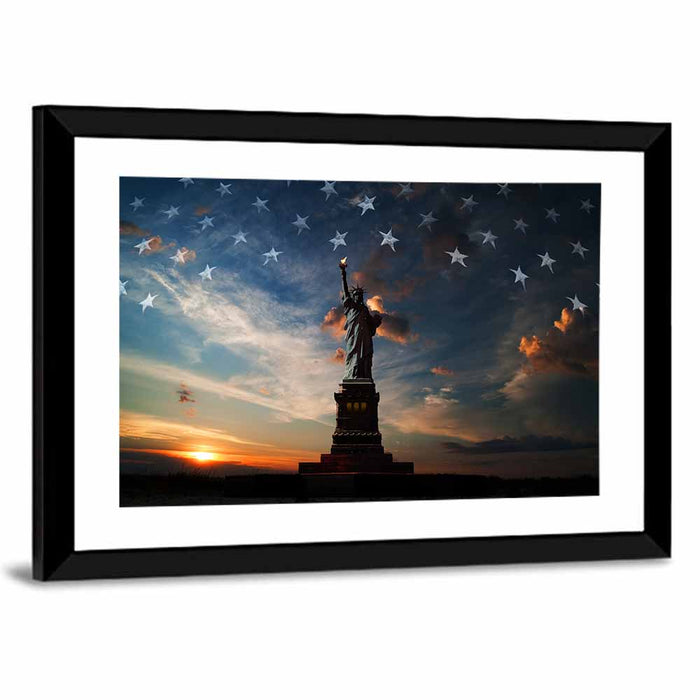 Statue of Liberty at Dusk Wall Art as a framed print