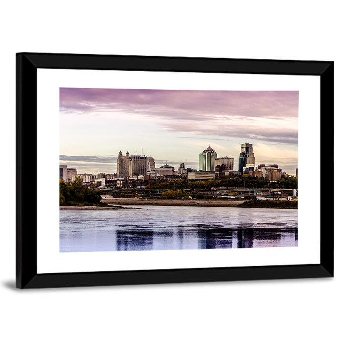 Kansas City Skyline at Dusk Wall Art as a framed print