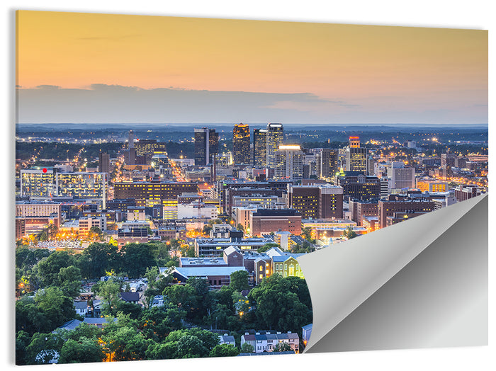 Birmingham Skyline at Golden Hour Wall Art as a poster print