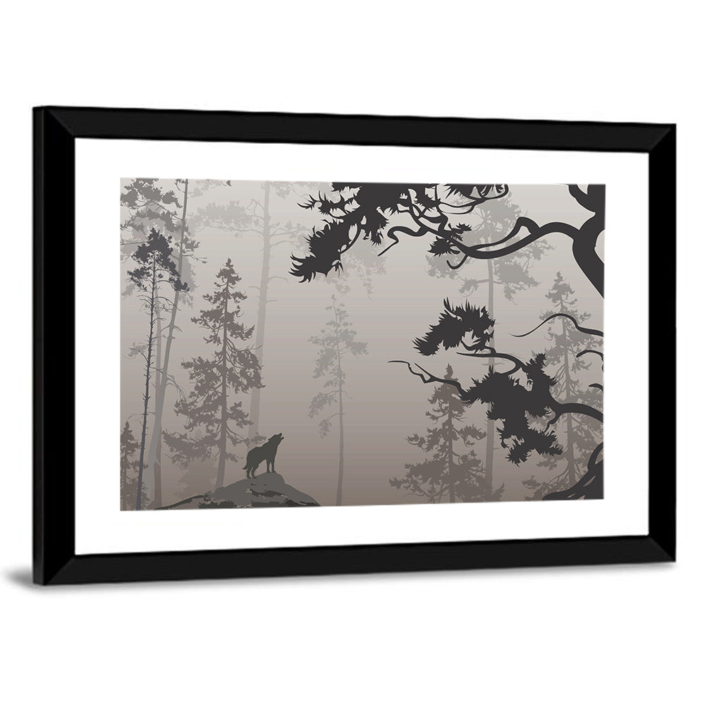 Forest & Howling Wolf Wall Art