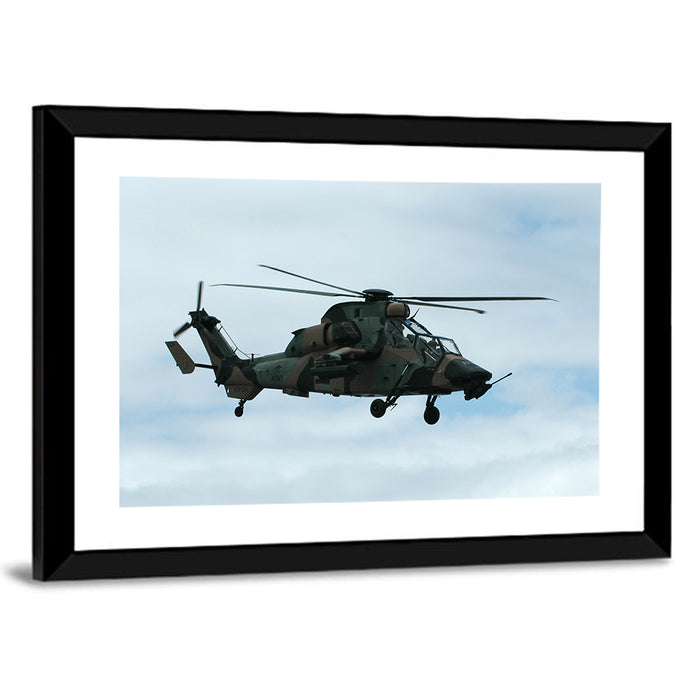 Attack Helicopter Side Profile Wall Art as a framed print