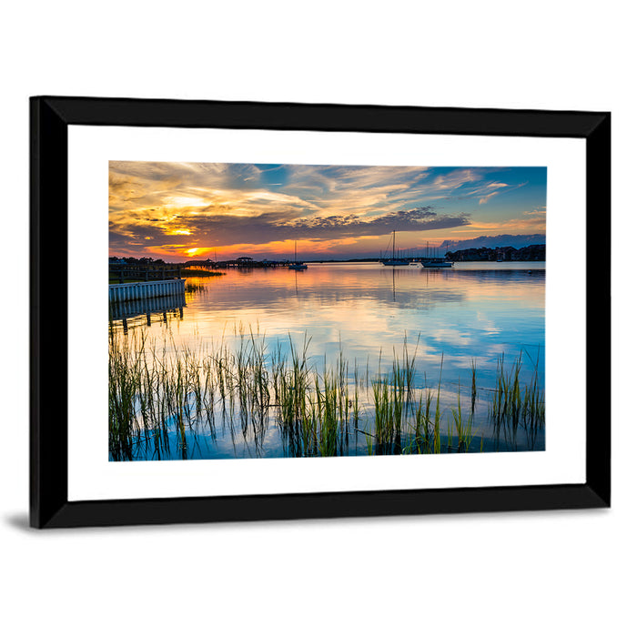Folly River Sunset Reflection Wall Art as a framed print