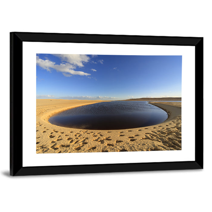 Fayoum Lake Footprints Wall Art as a framed print