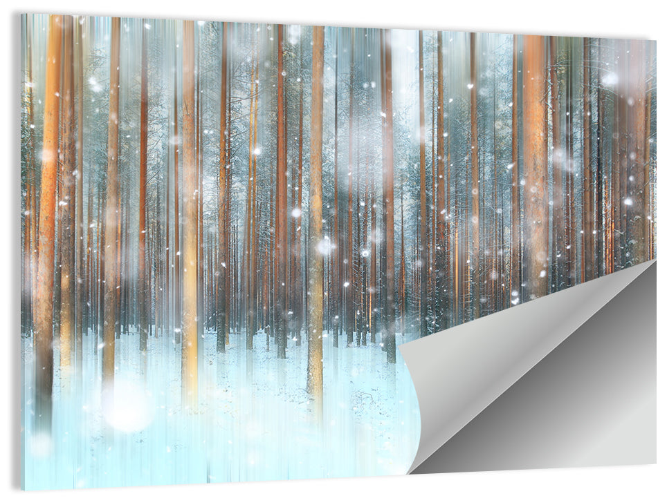 Snowy Abstract Forest Wall Art