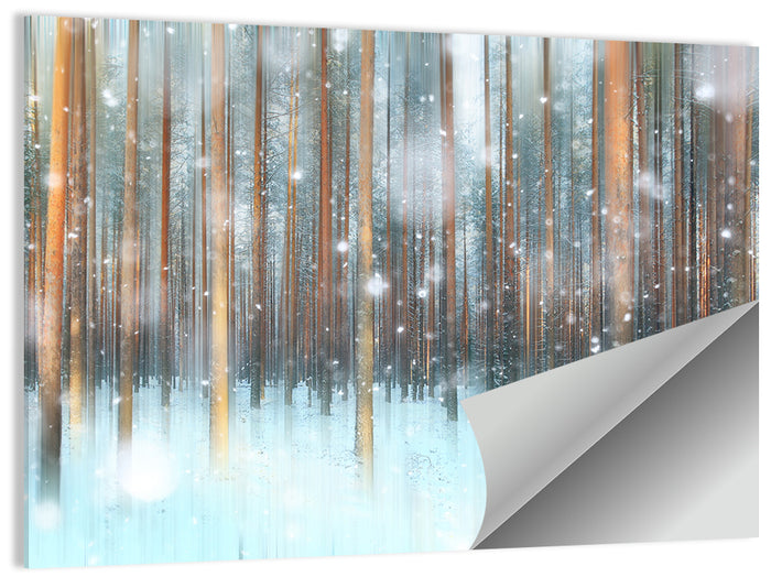 Ethereal Snowy Pine Forest Wall Art as a poster print