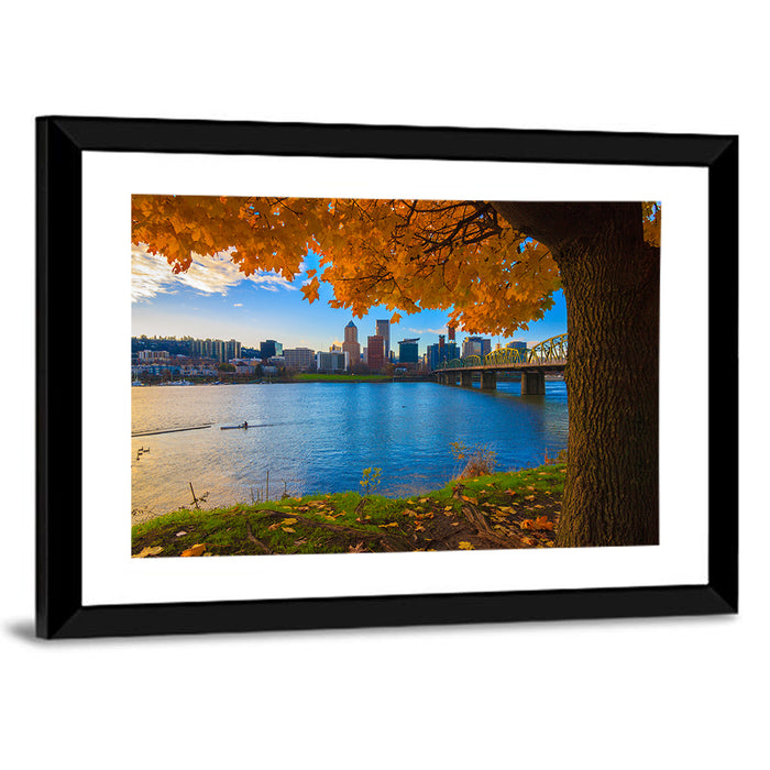 Willamette River at Golden Hour Wall Art as a framed print