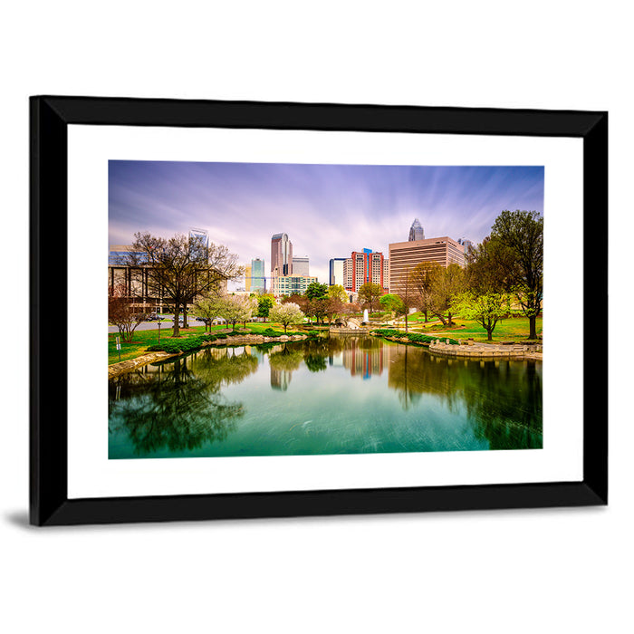 Charlotte Skyline at Marshall Park Wall Art as a framed print