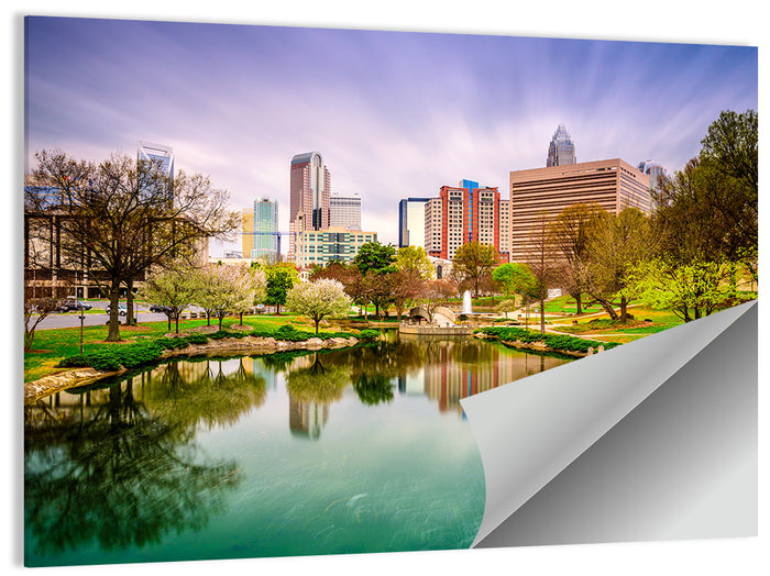 Charlotte Skyline at Marshall Park Wall Art as a poster print