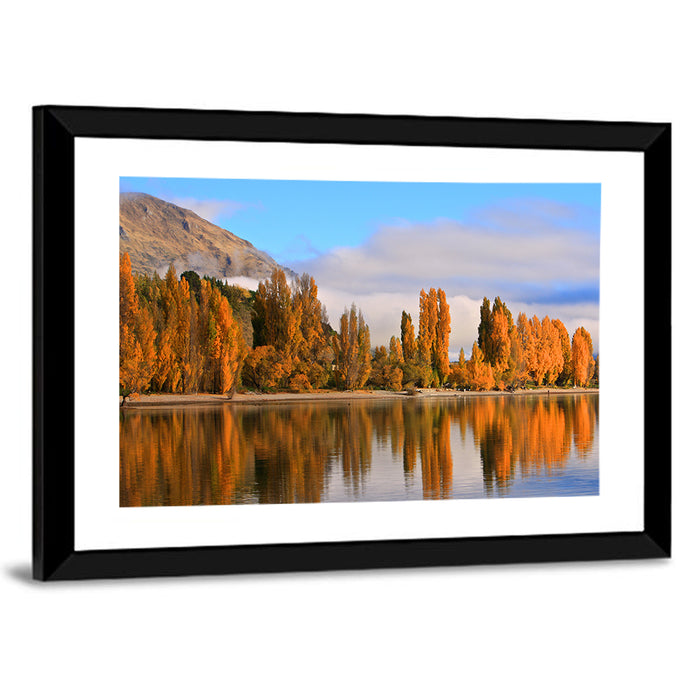 Lake Wanaka Autumn Reflection Wall Art as a framed print