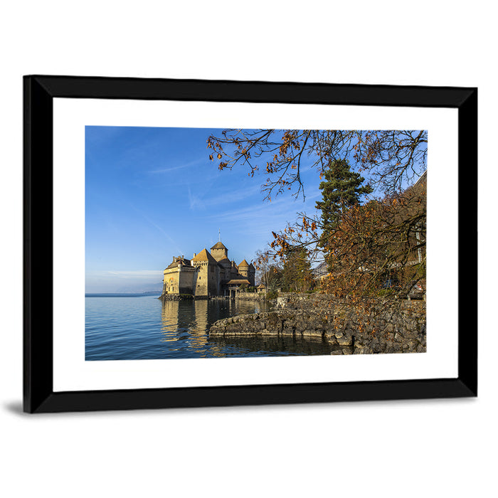 Chillon Castle on Lake Geneva Wall Art as a framed print