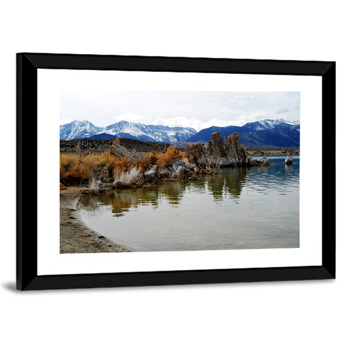 Mono Lake Tufa Towers with Mount Whitney Wall Art as a framed print