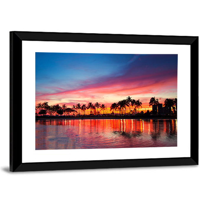 Hawaii Resort Sunset Wall Art as a framed print