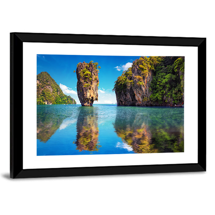 Ko Tapu Limestone Stack, Phang Nga Wall Art as a framed print