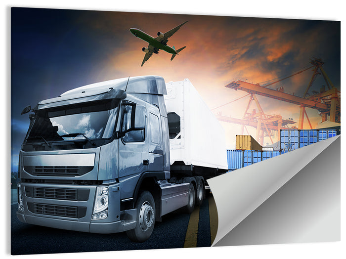Sunset Freight Terminal Truck Scene Wall Art as a poster print