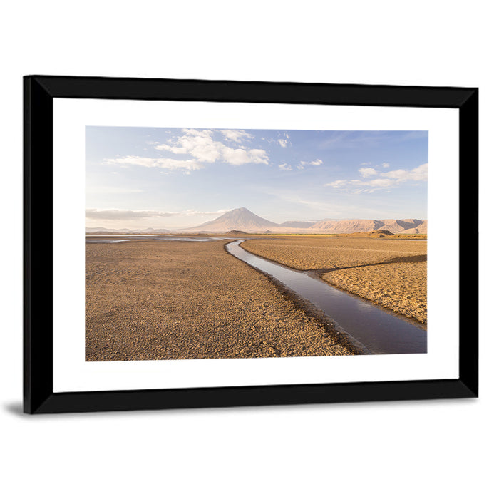 Lake Natron with Ol Doinyo Lengai Wall Art as a framed print