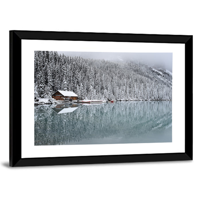 Lake Louise Winter Reflection Wall Art as a framed print