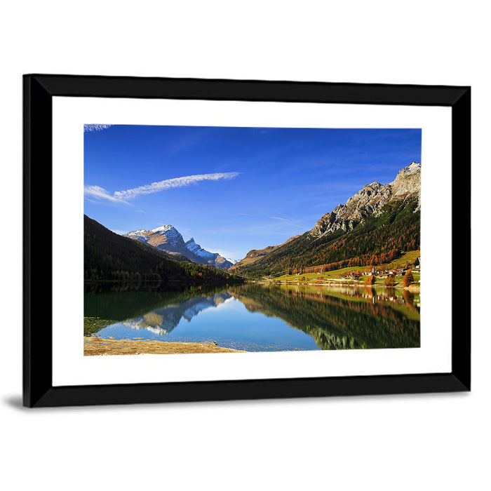 Lake Sils Morning Reflection Wall Art as a framed print
