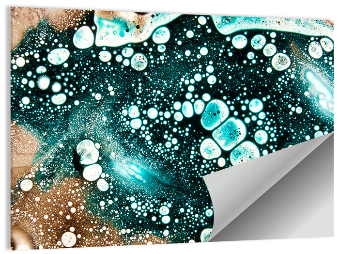 Teal Oil and Water Bubble Abstract Wall Art as a poster print