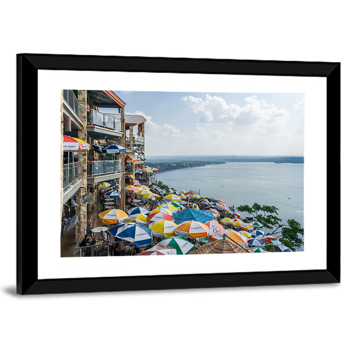 Lake Travis Lakeside Terrace Wall Art as a framed print